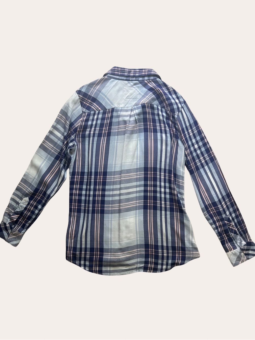 Rails Plaid Woman’s Button-Up Shirt Navy & Pink Size Medium - Picture 2 of 15